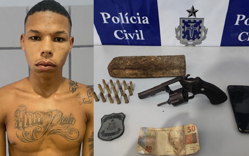 Caravelas: Policia Civil prende gerente de facção criminosa com arma e drogas