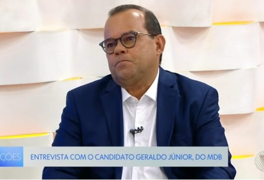 Geraldo Jr. não responde sobre número exorbitante de policiais em sua equipe durante entrevista na TV Bahia