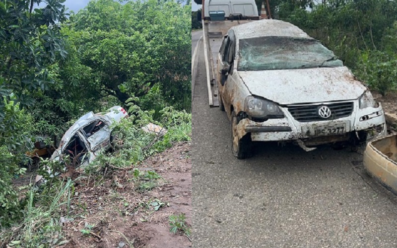 Motorista é socorrido ao hospital após perder o controle e sair da pista na BR-101