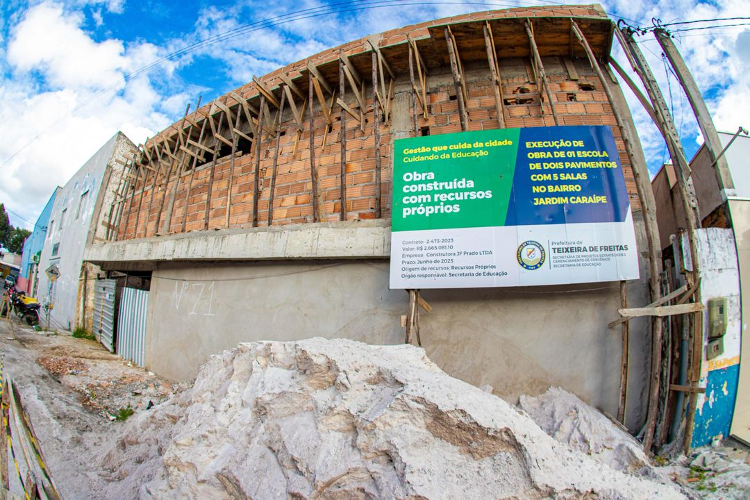Teixeira de Freitas: Obras da Escola Jardim Caraípe seguem em ritmo acelerado